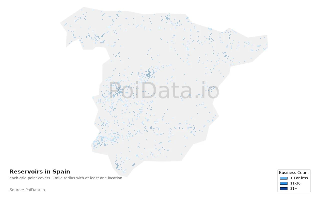 Reservoir density map for Spain