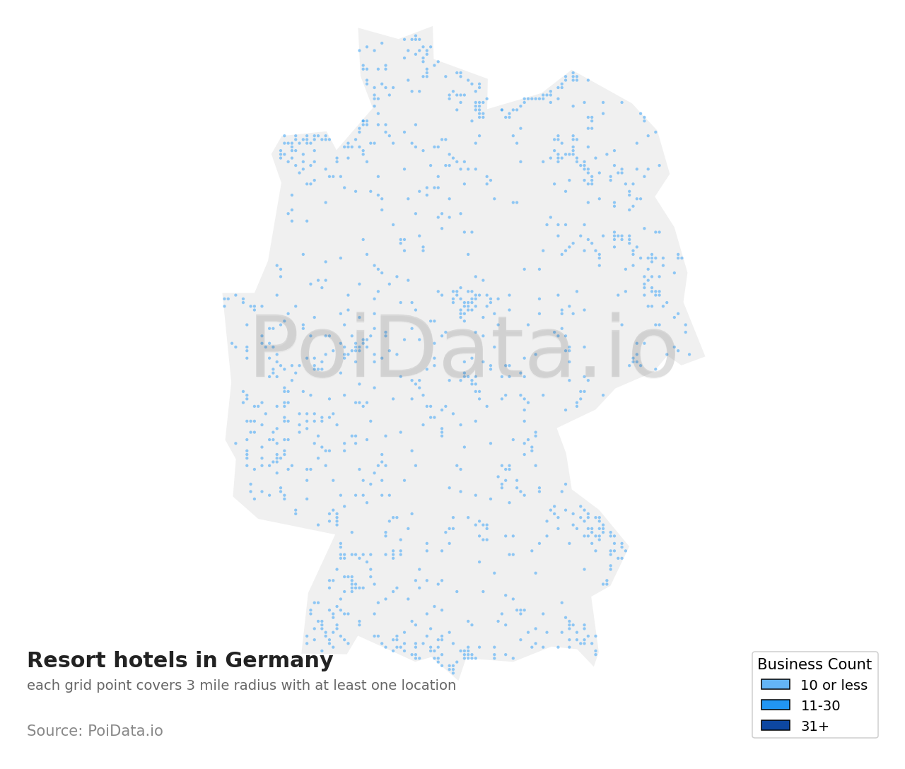 Resort hotel density map for Germany
