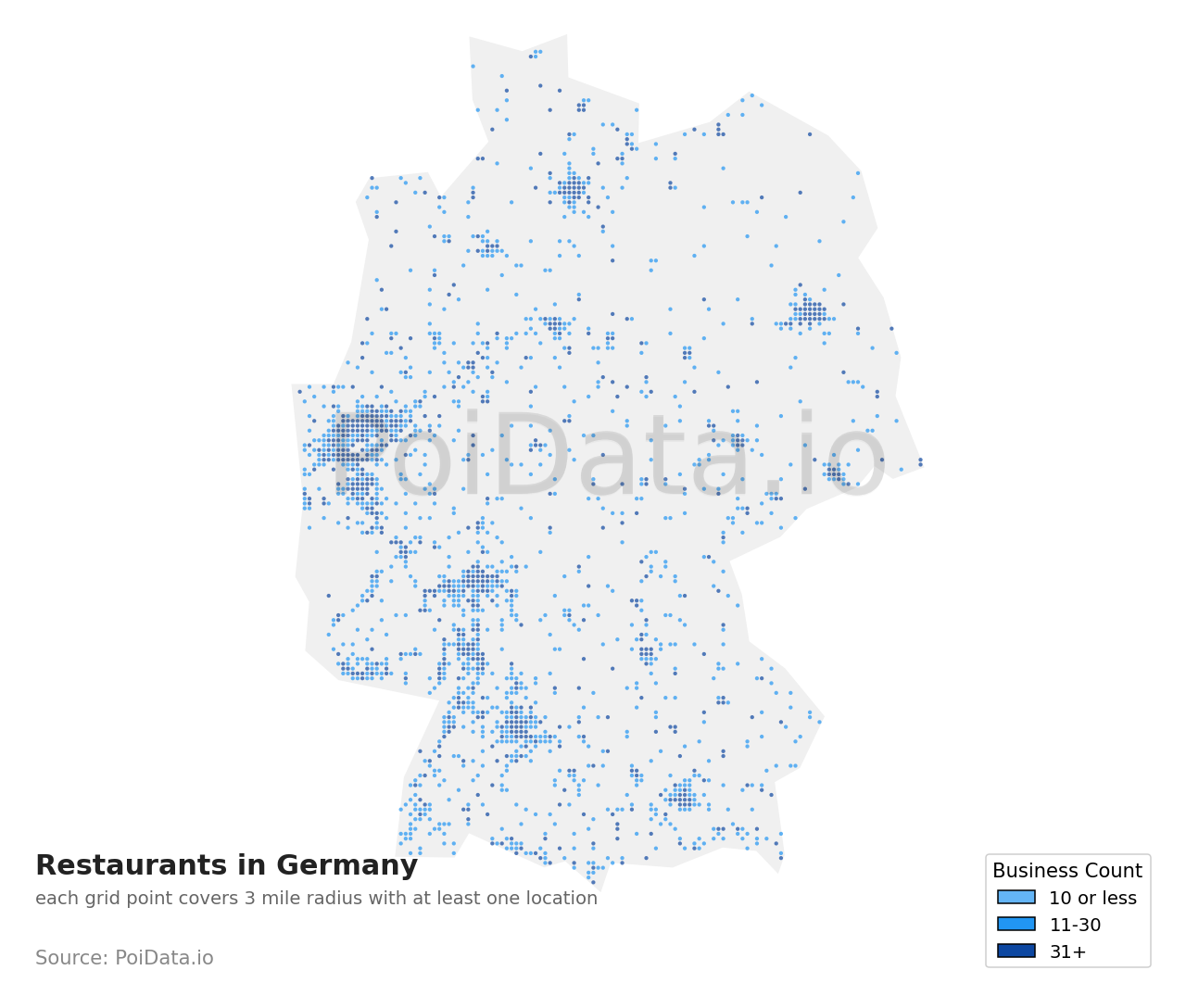 Restaurant density map for Germany