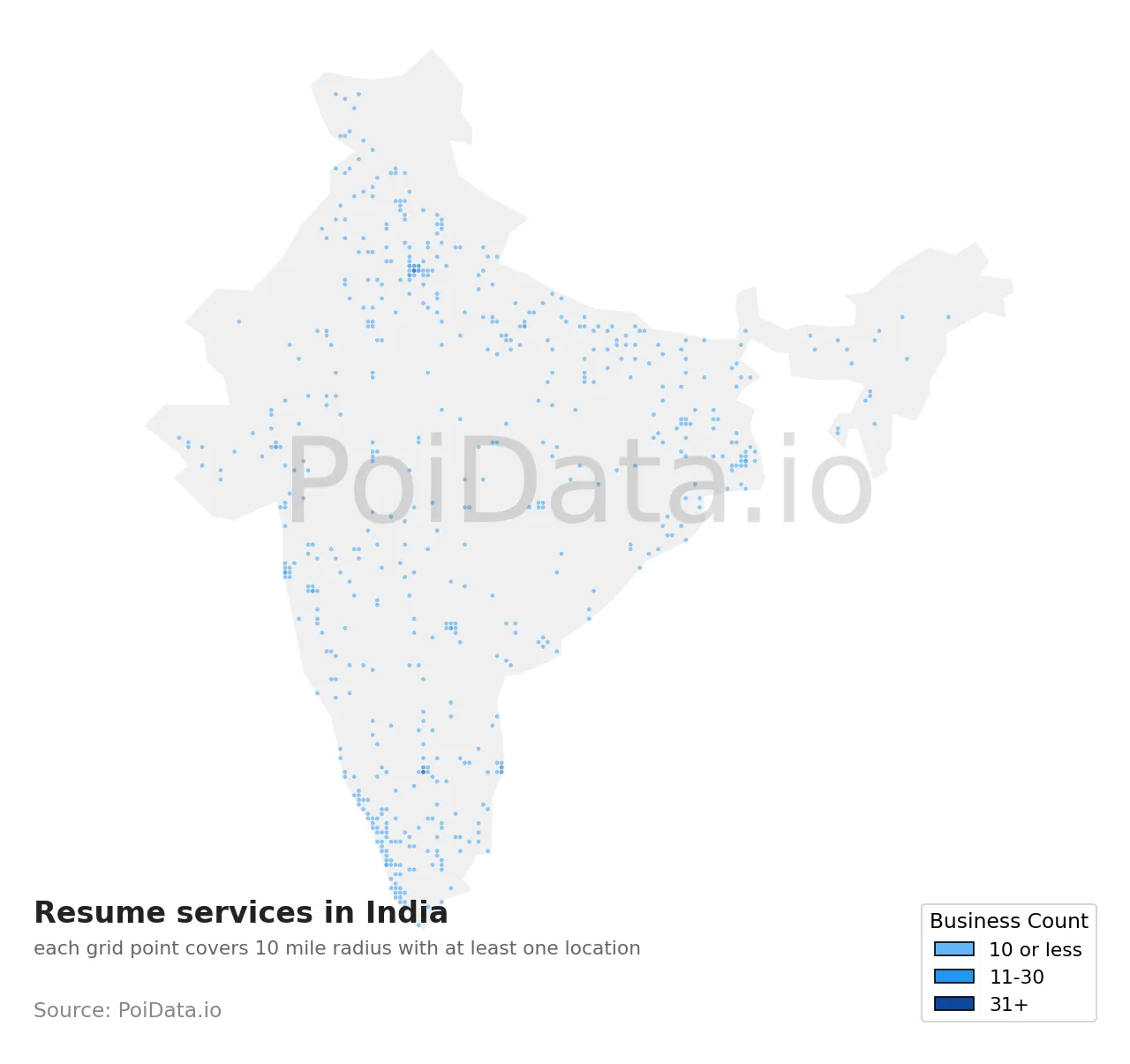 Resume service density map for India