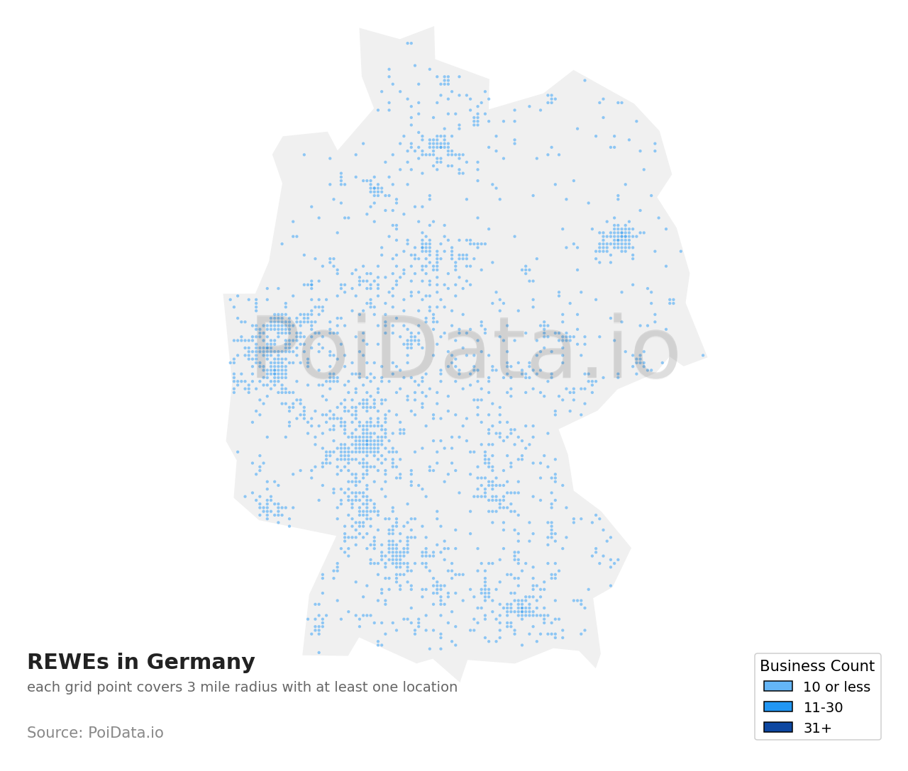 REWE density map for Germany