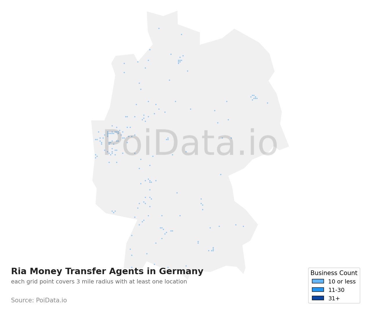 Ria Money Transfer Agent density map for Germany