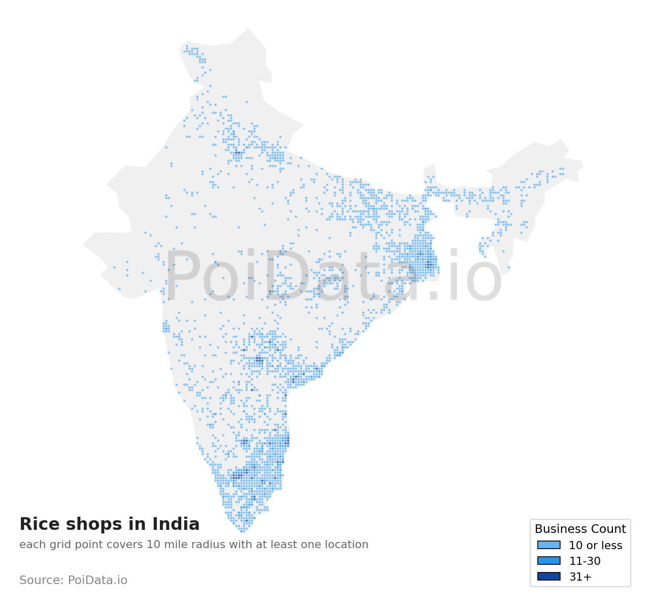 Rice shop density map for India