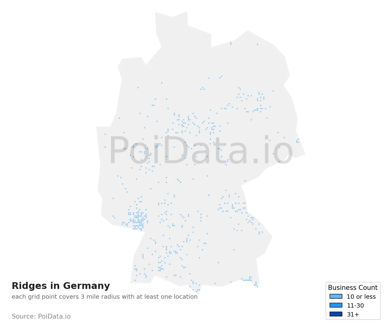 Ridge density map for Germany