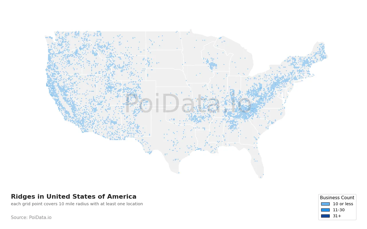 Ridge density map for United States