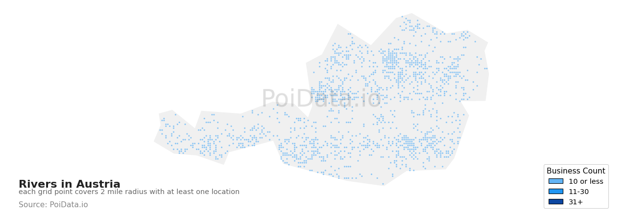 River density map for Austria