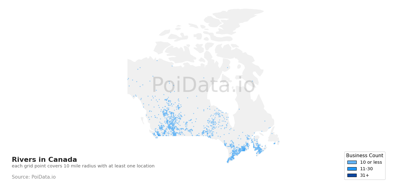 River density map for Canada