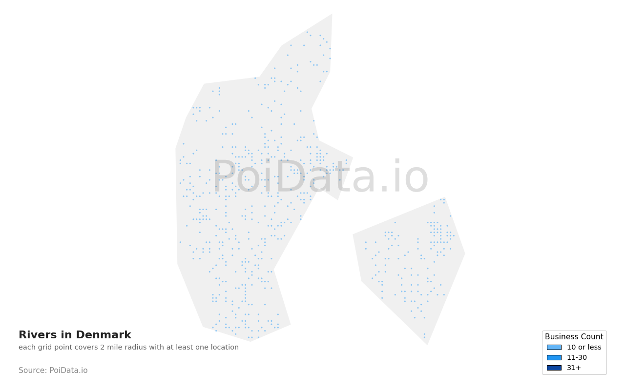 River density map for Denmark