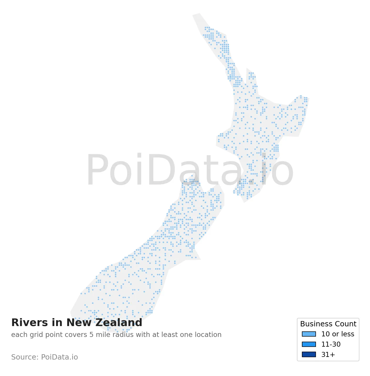 River density map for New Zealand