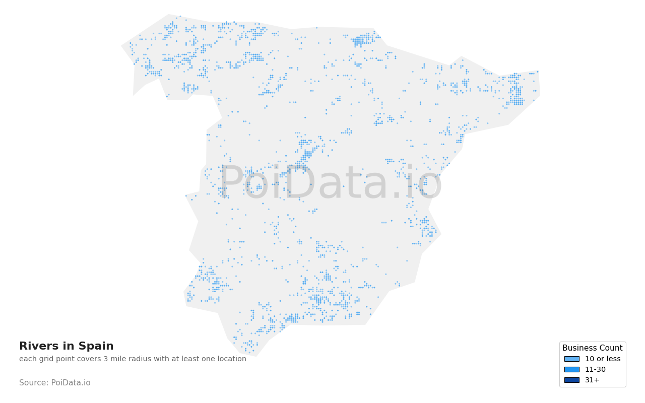 River density map for Spain