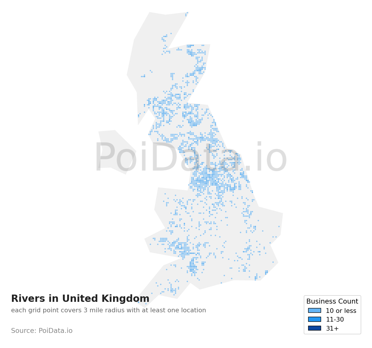 River density map for United Kingdom