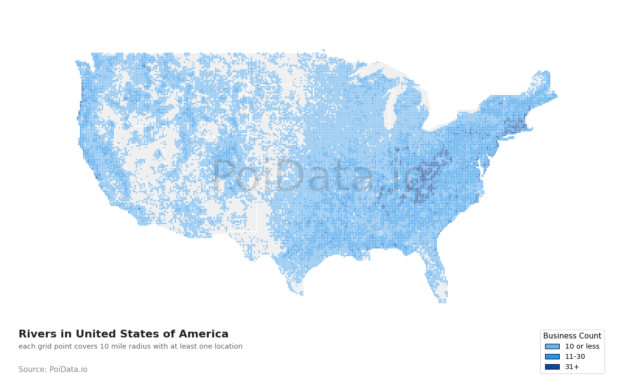 River density map for United States