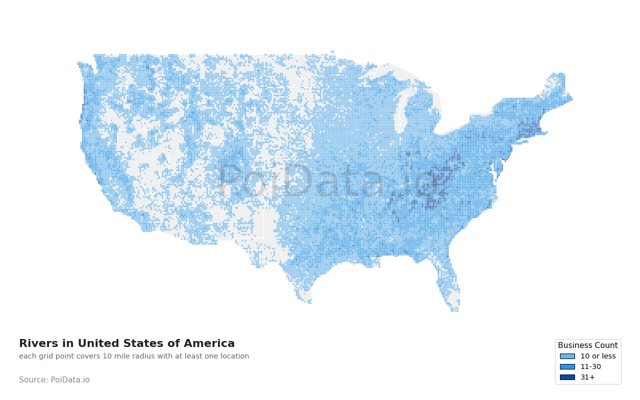 River density map for United States