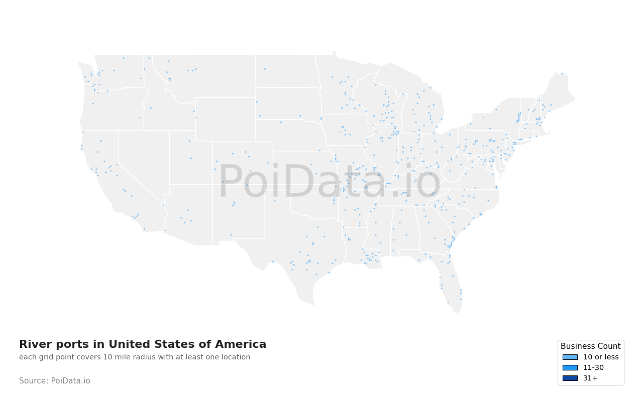 River port density map for New York, United States