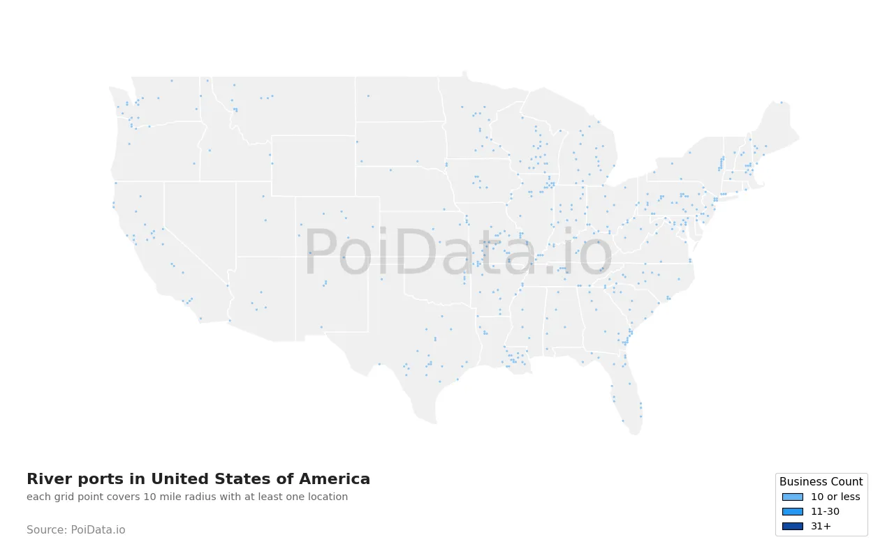 River port density map for United States