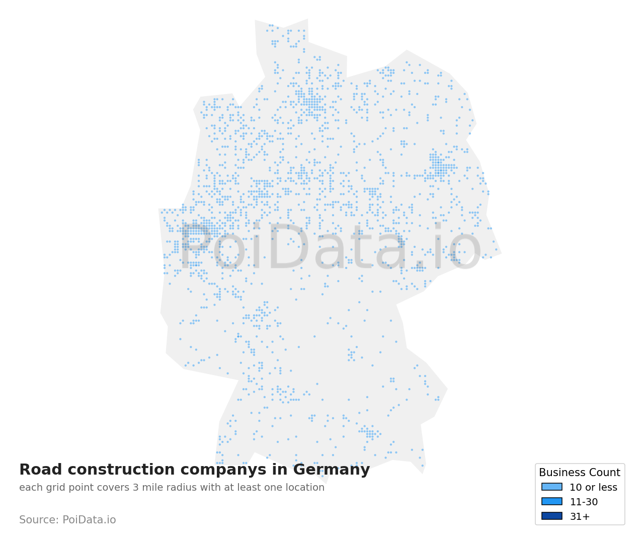 Road construction company density map for Germany