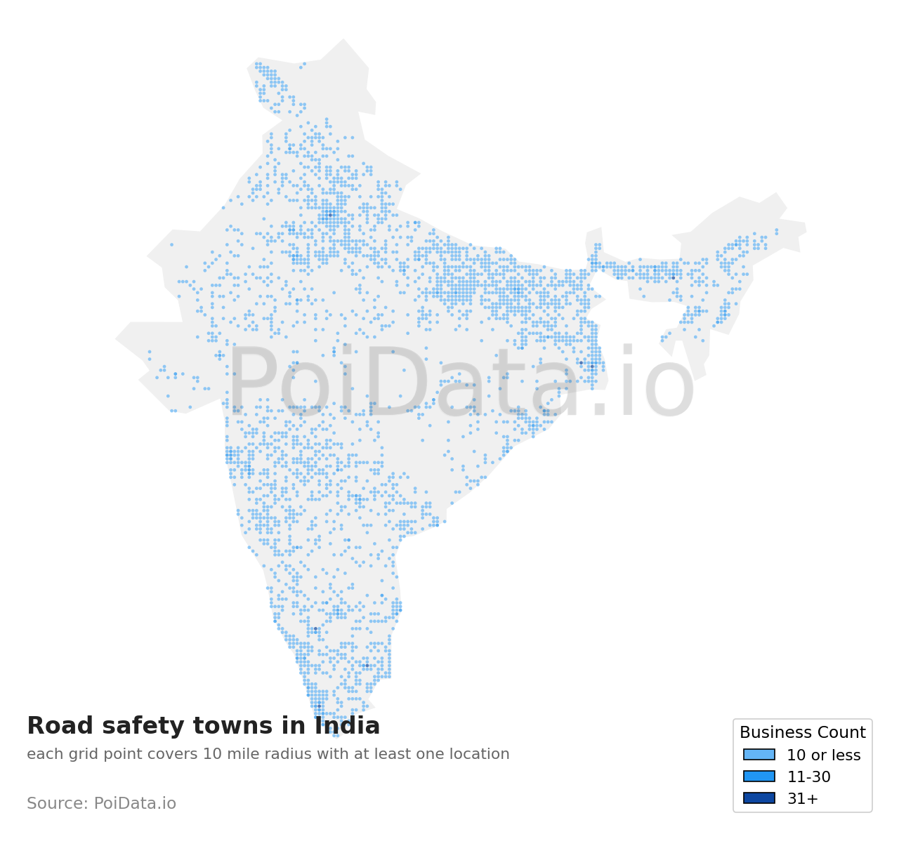 Road safety town density map for India