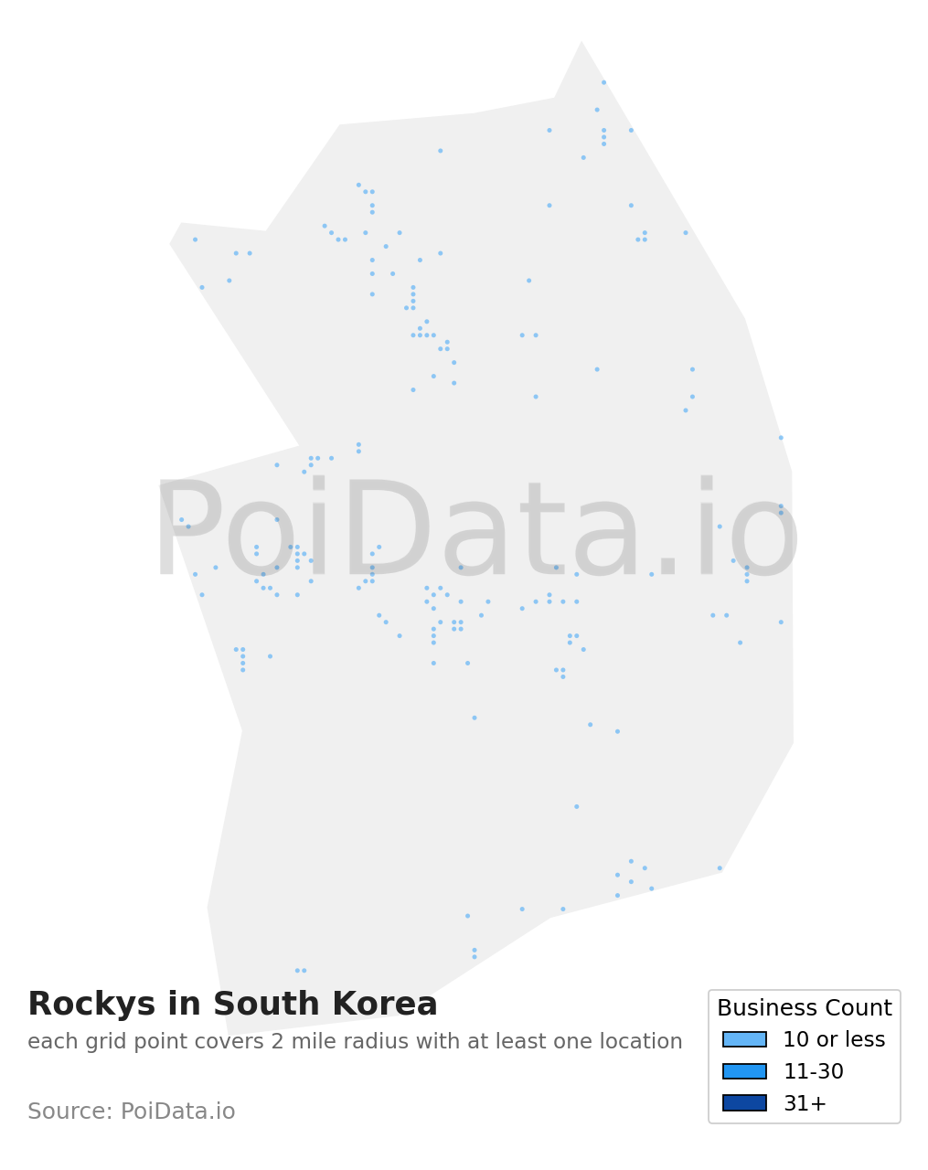 Rocky density map for South Korea