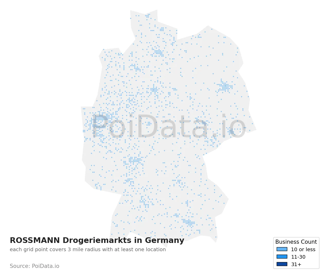 ROSSMANN Drogeriemarkt density map for Germany