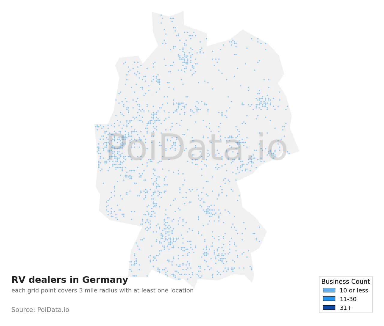 RV dealer density map for Germany