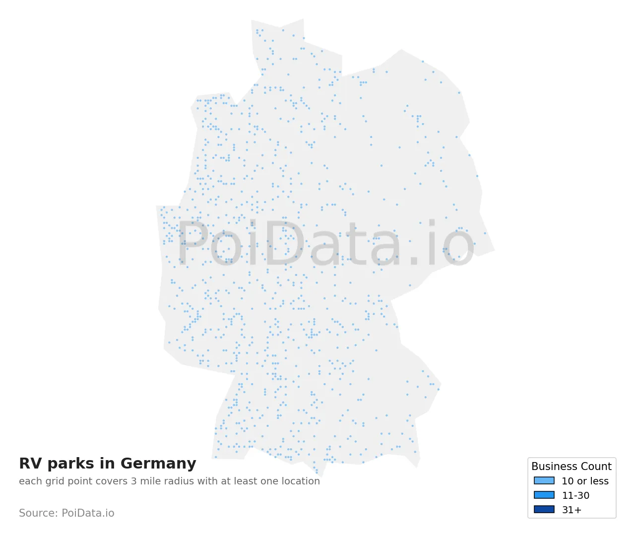 RV park density map for Germany