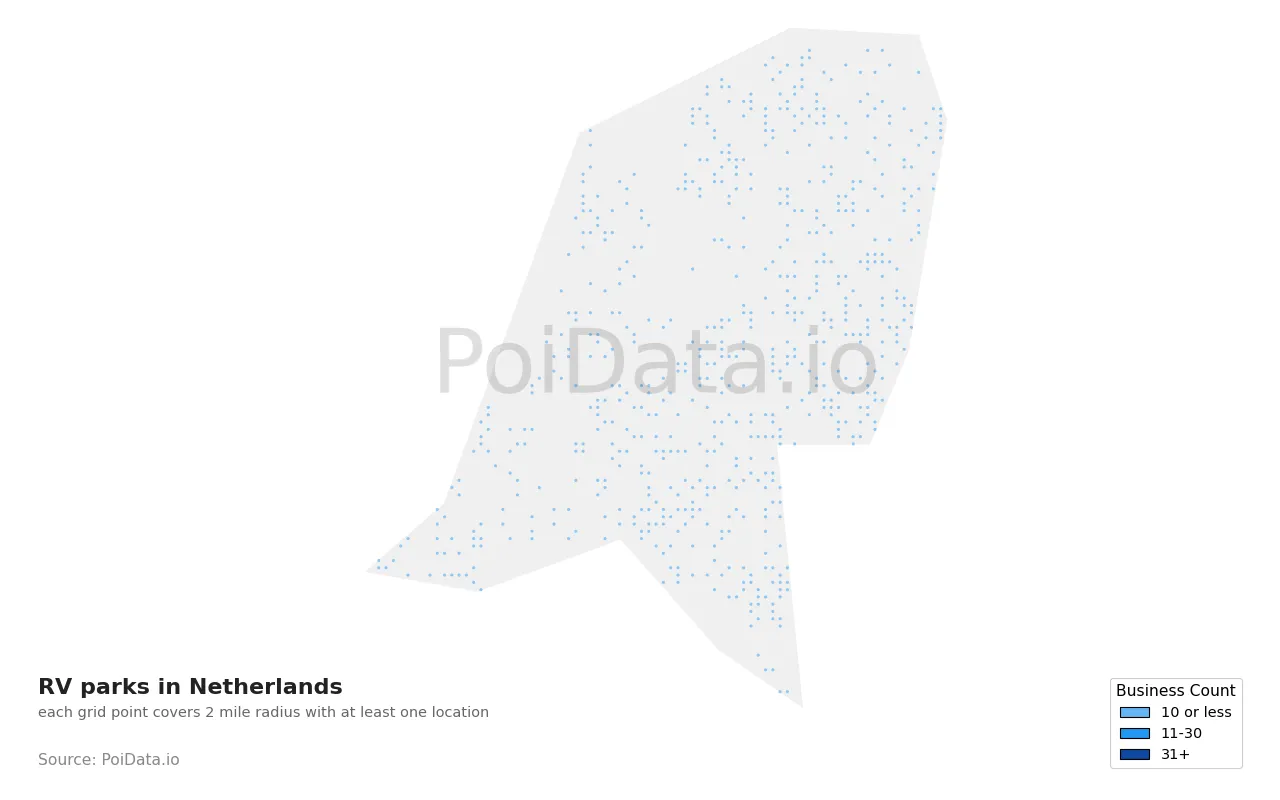 RV park density map for Netherlands