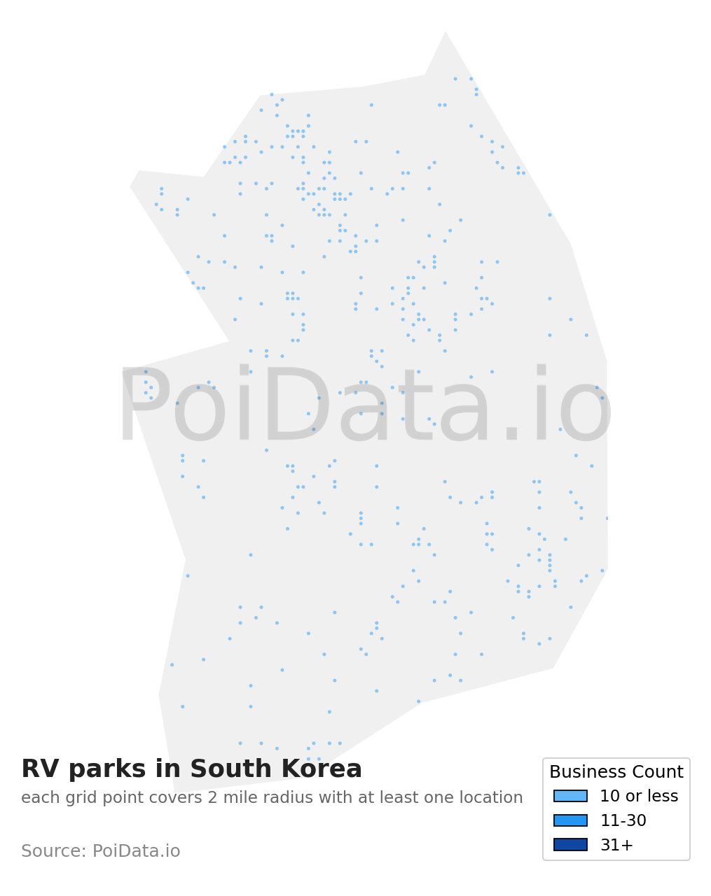 RV park density map for South Korea