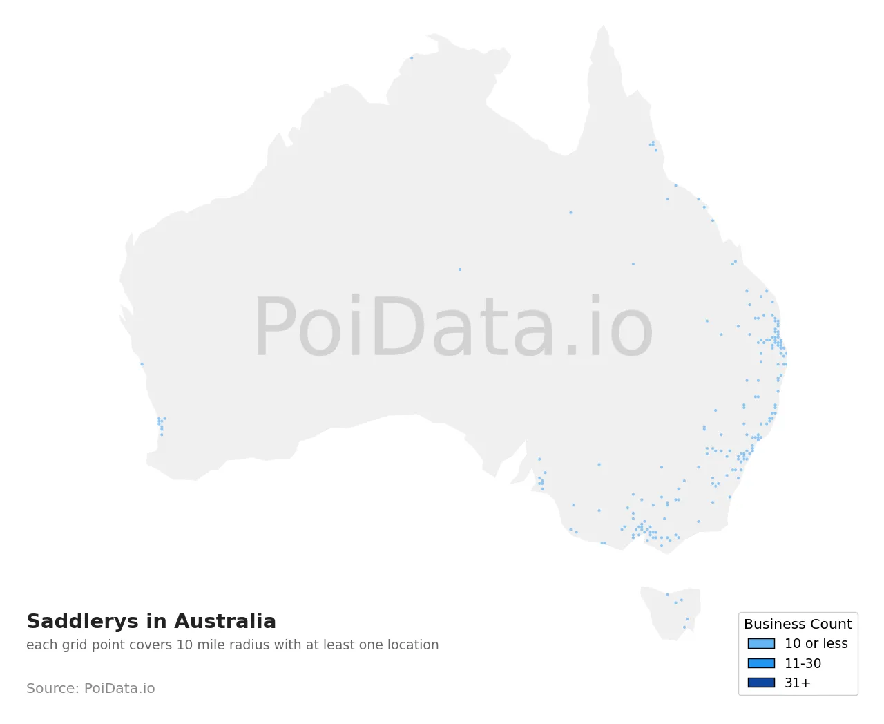 Saddlery density map for Australia