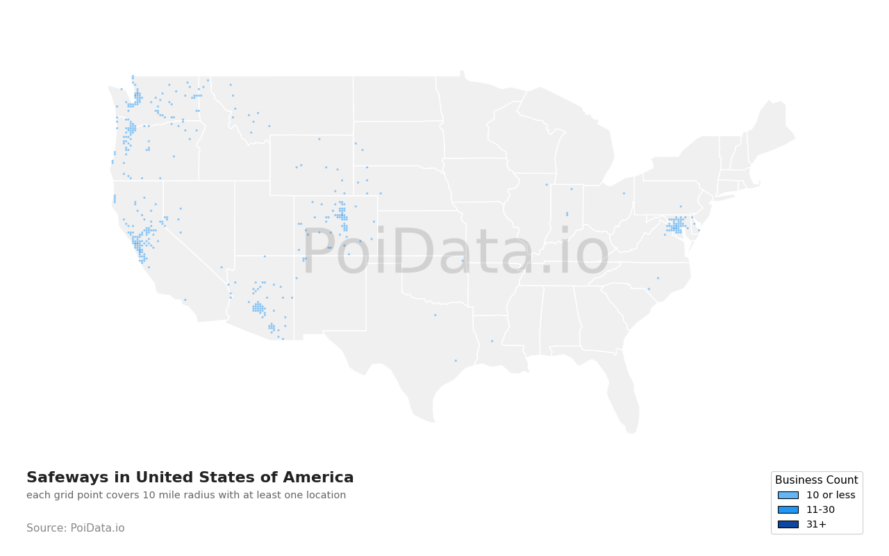 Safeway density map for United States