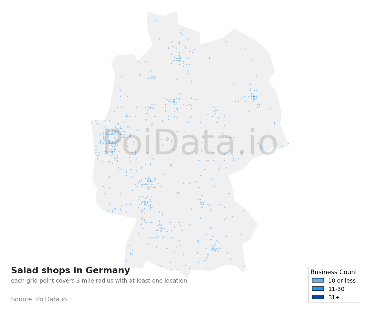 Salad shop density map for Germany