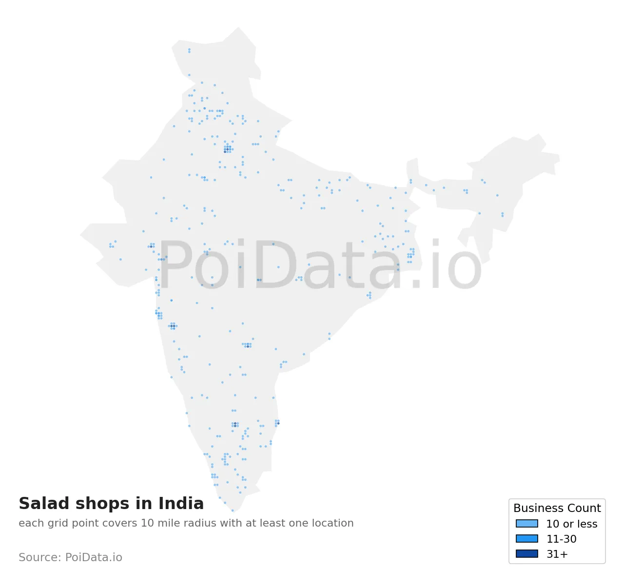 Salad shop density map for India