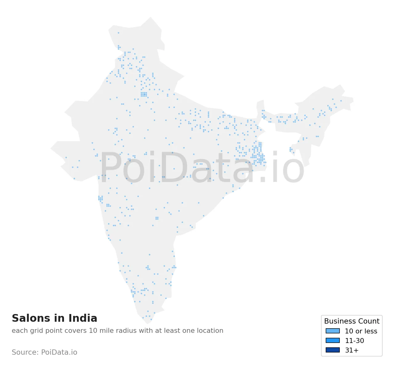 Salon density map for India