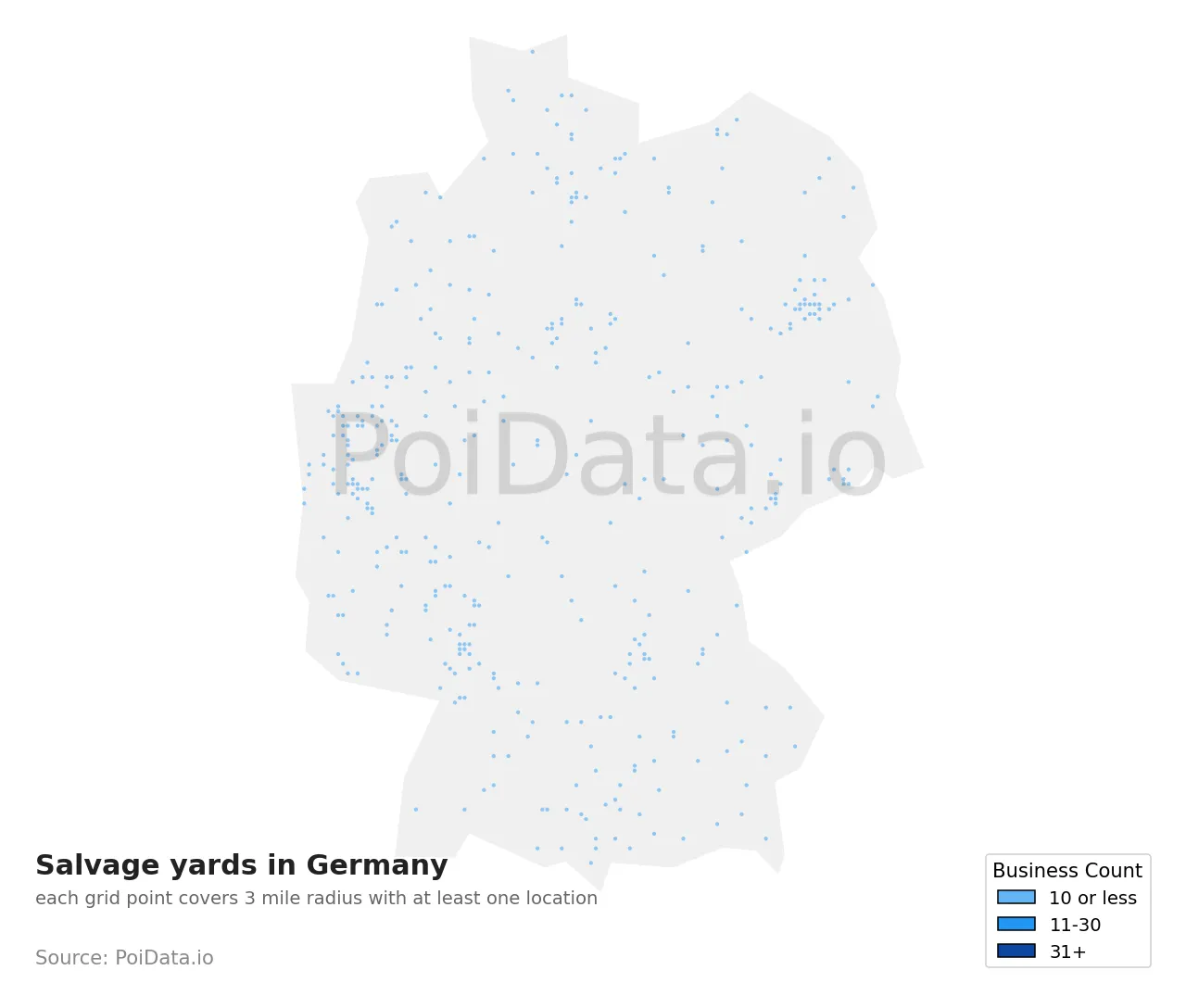 Salvage yard density map for Germany