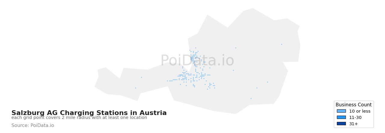 Salzburg AG Charging Station density map for Austria