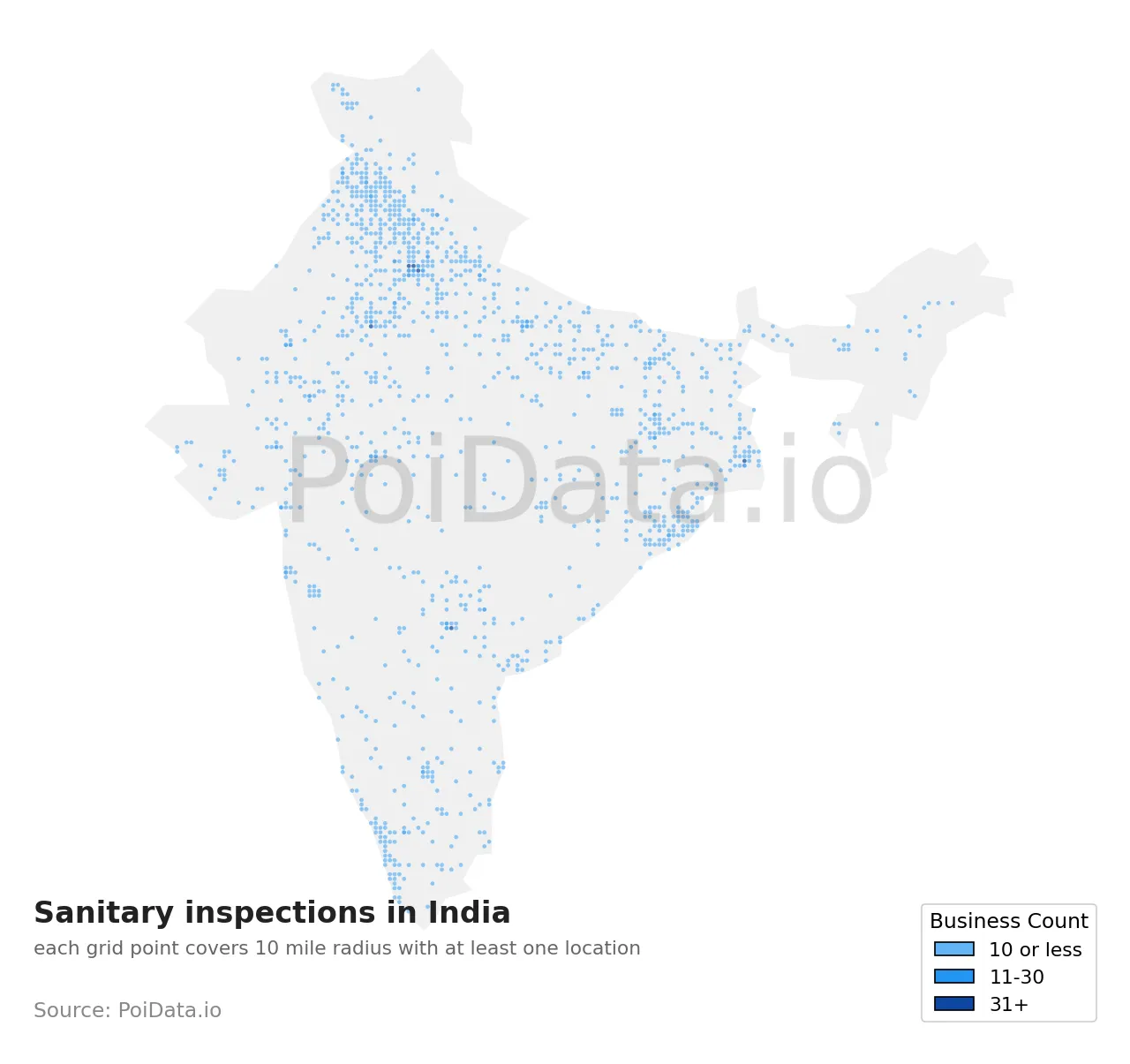 Sanitary inspection density map for India