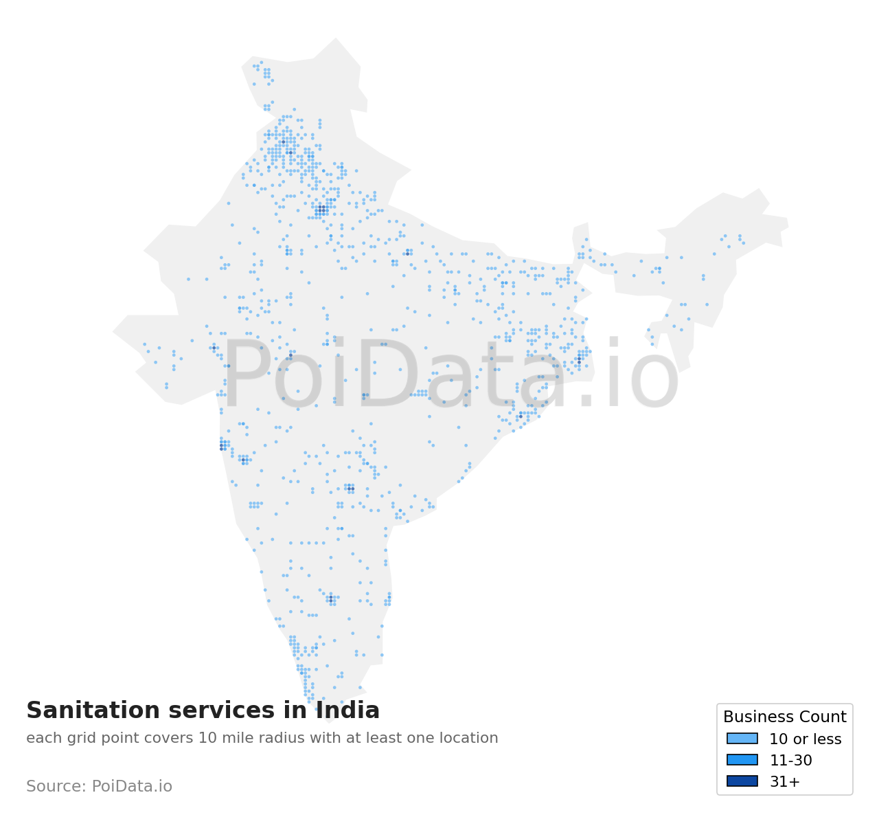 Sanitation service density map for India