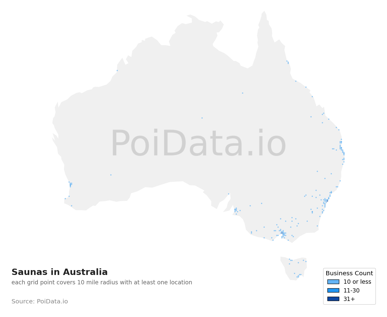 Sauna density map for NSW, Australia