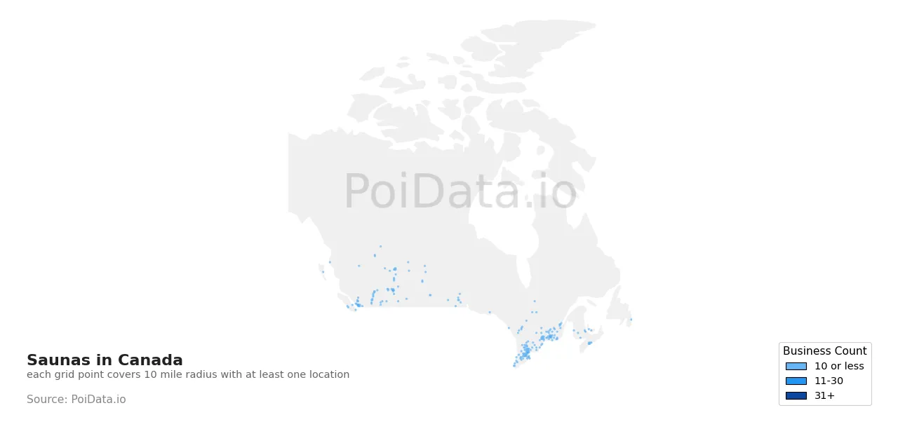 Sauna density map for Canada