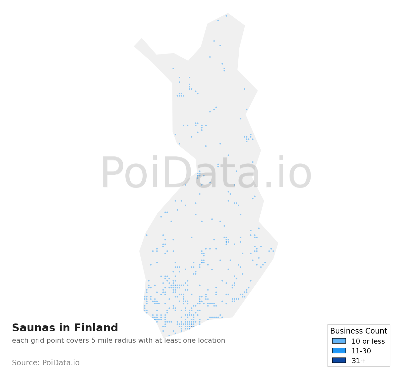 Sauna density map for Finland