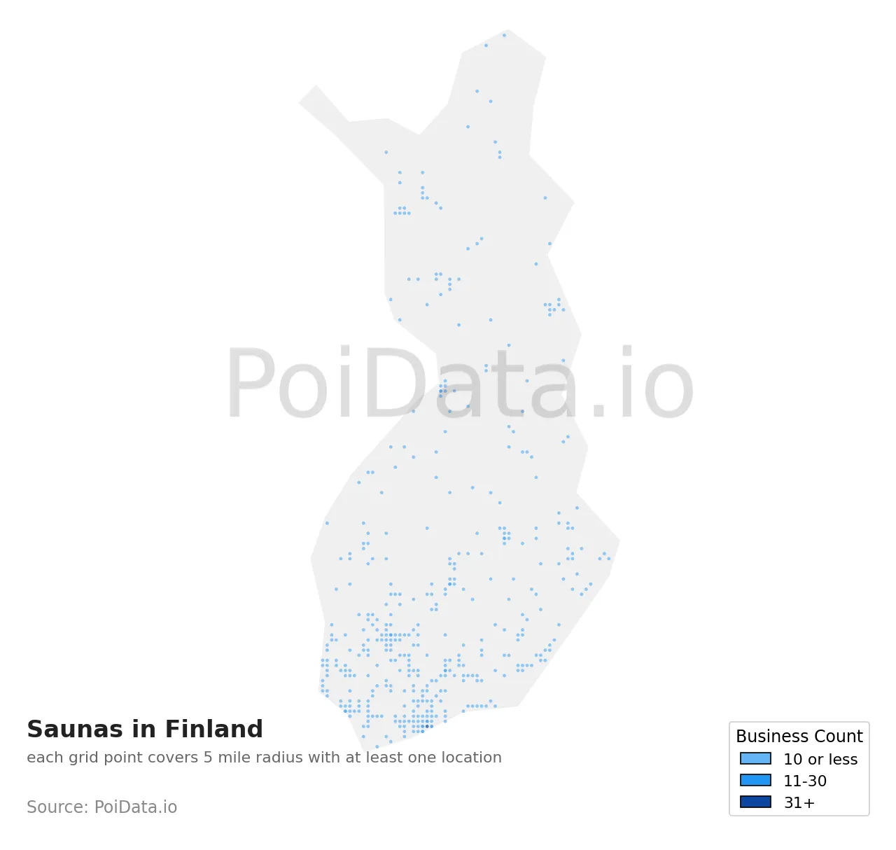 Sauna density map for Finland