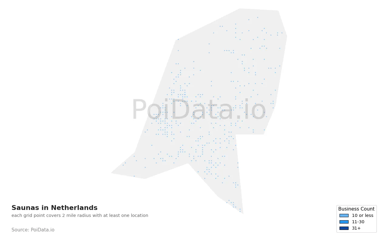 Sauna density map for Netherlands