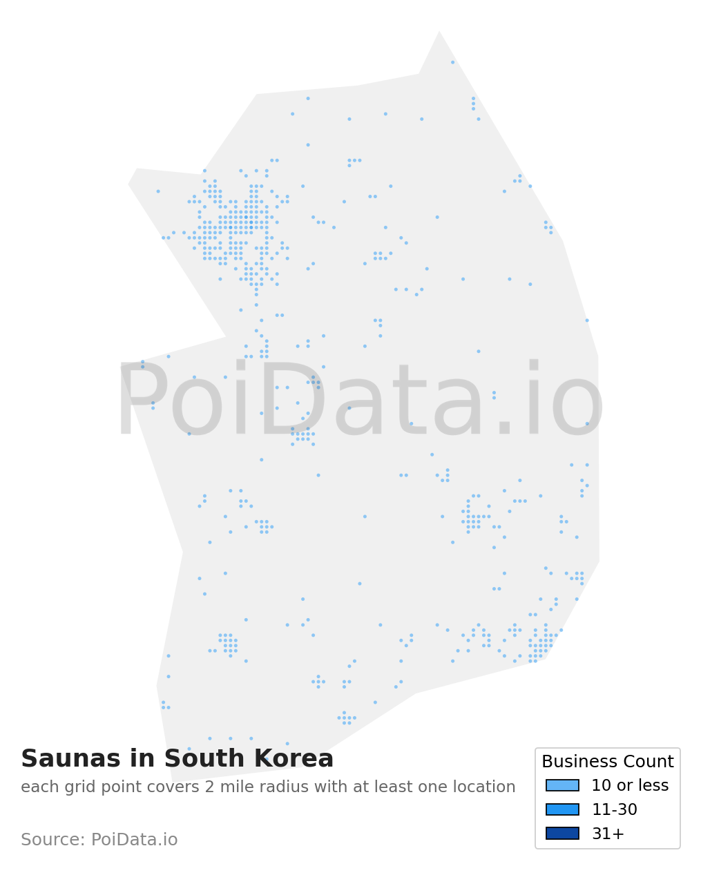 Sauna density map for South Korea