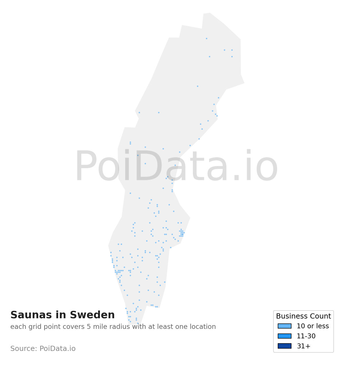 Sauna density map for Sweden