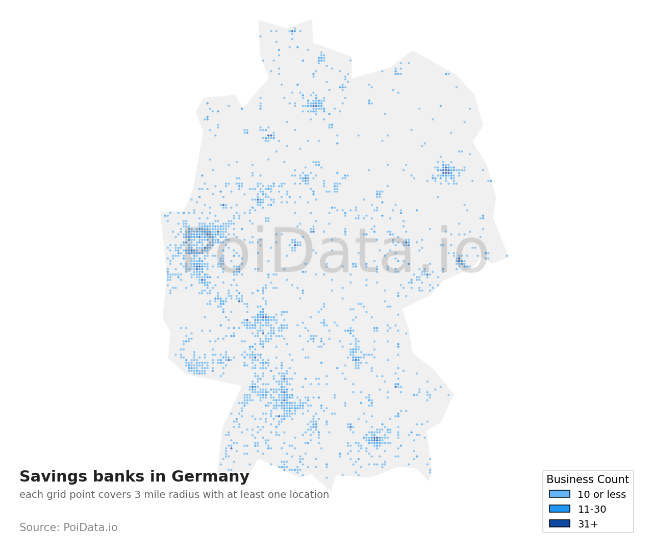 Savings bank density map for Germany