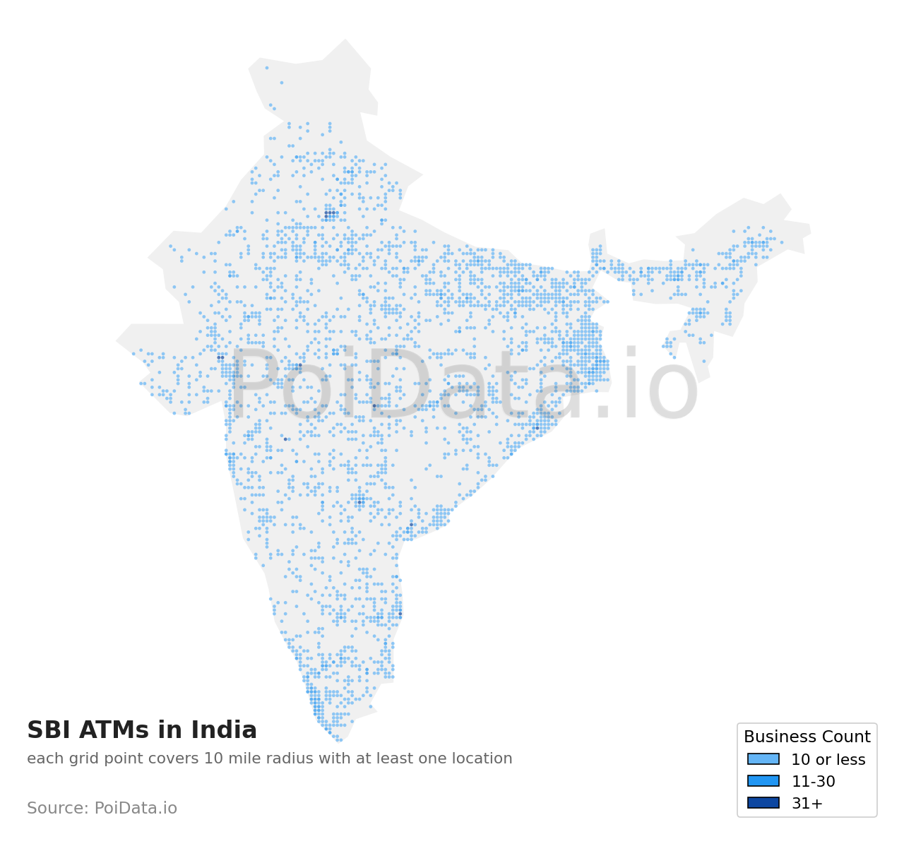 SBI ATM density map for India
