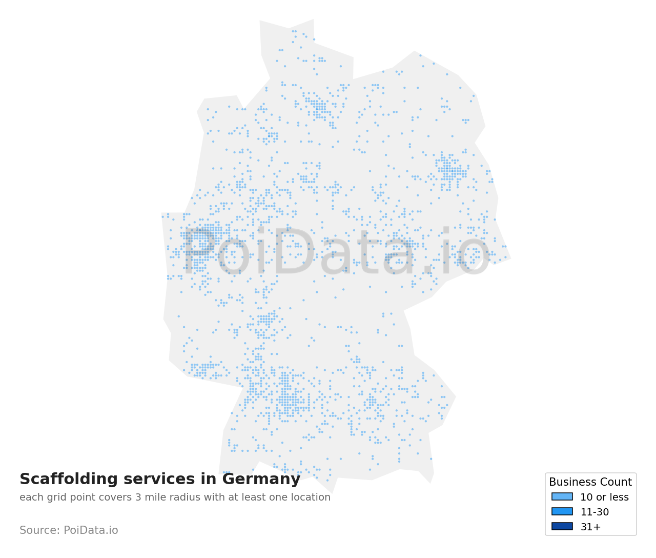 Scaffolding service density map for Germany