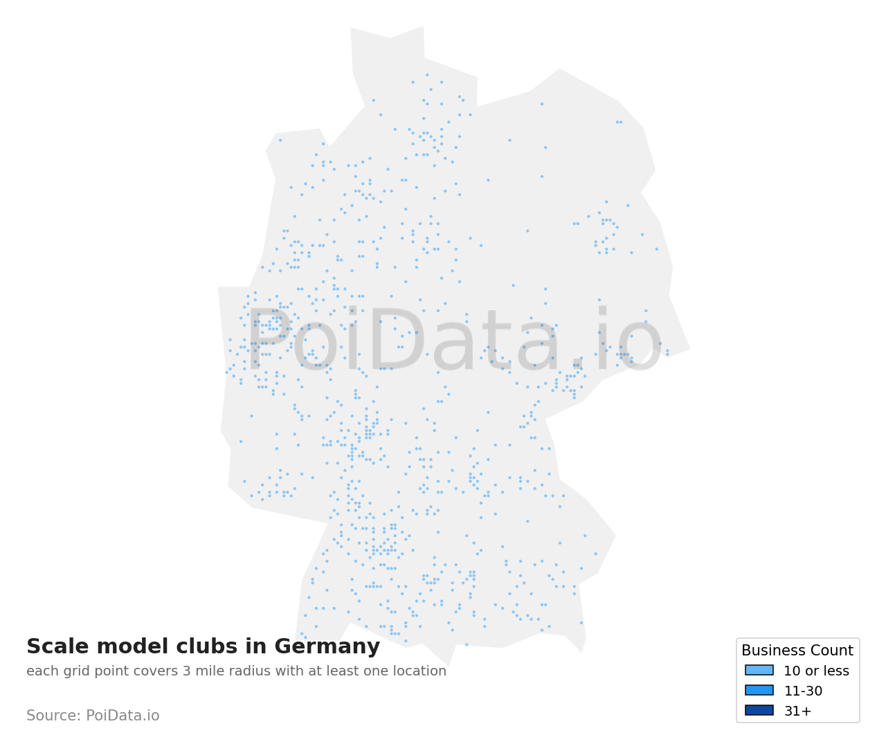 Scale model club density map for Germany