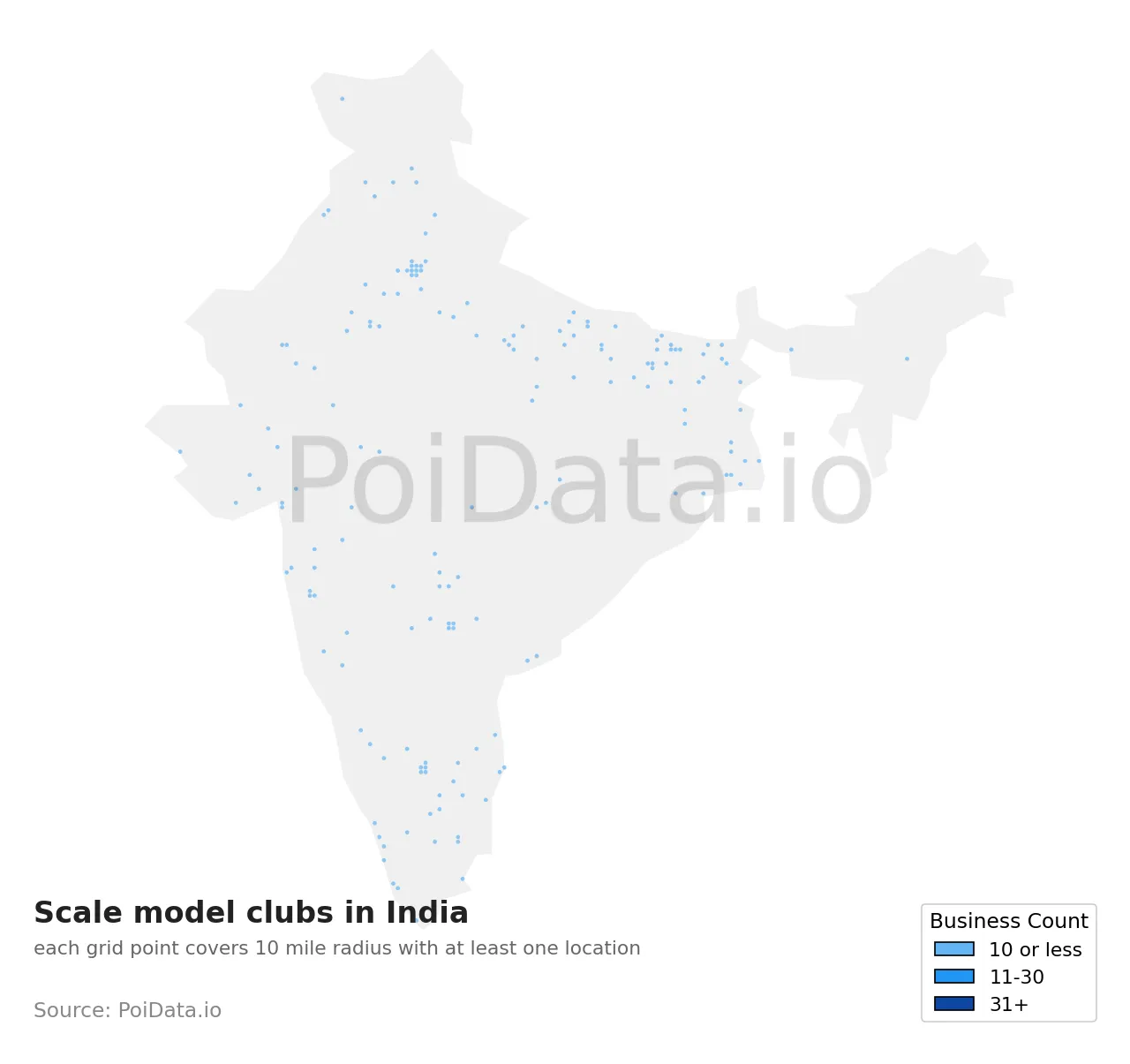 Scale model club density map for India