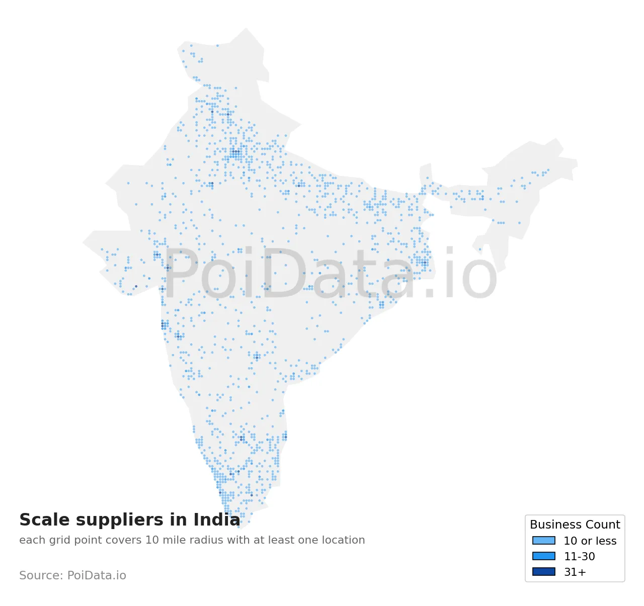 Scale supplier density map for India