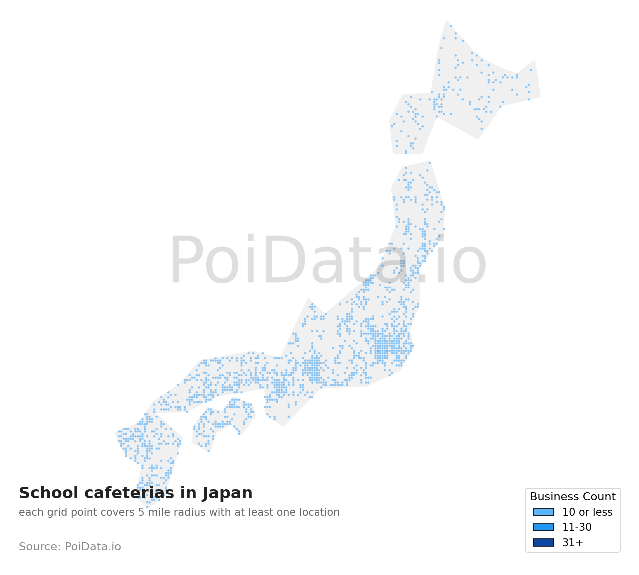 School cafeteria density map for Kumamoto, Japan